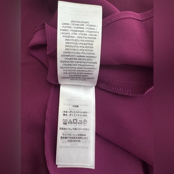 Lauren Ralph Lauren Belted Crepe Dress in Plum Purple Size 8 - Picture 13 of 16
